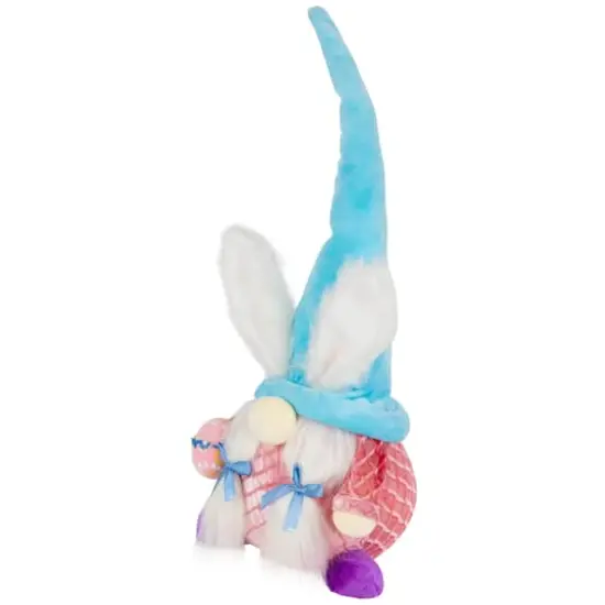 18.25" Blue & Pink Girl Gnome with Bunny Ears Easter Figure {5}