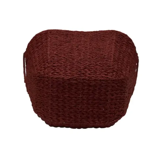Household Essentials 17.5" Woven Paper Rope Basket with Handles Red {8}