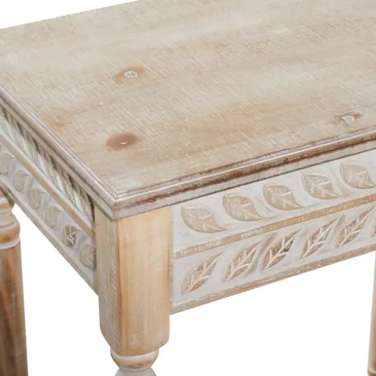 Whitewashed Wood Farmhouse Accent Table Set {4}