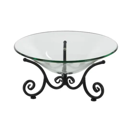 Clear Glass and Metal Traditional Serving Bowl, 8" x 17" x 17" {3}