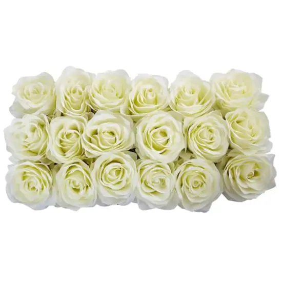 6" White Dozen Roses in Black Rectangular Ceramic Planter {4}