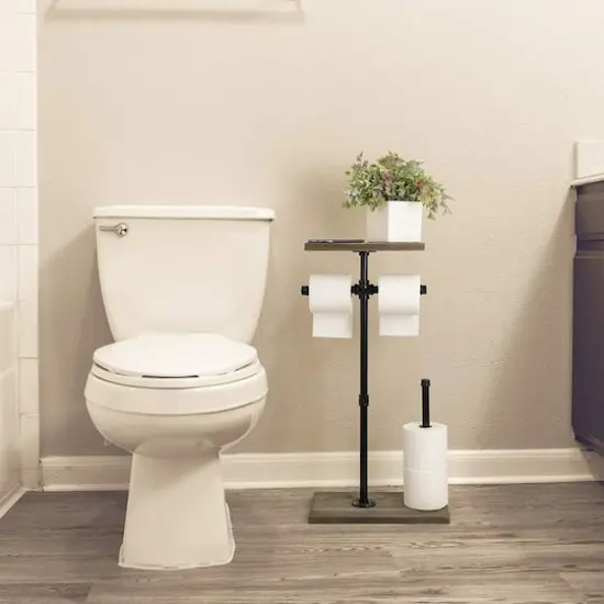 Brown Toilet Paper Holder with Shelf {7}