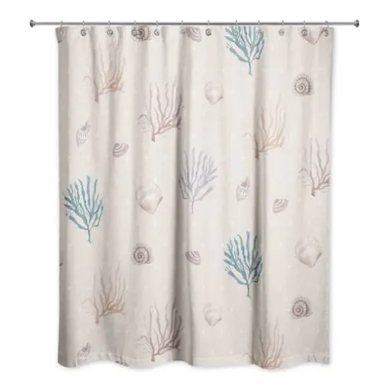 Multi Shell Coral Shower Curtain Coral/White/Blush {3}