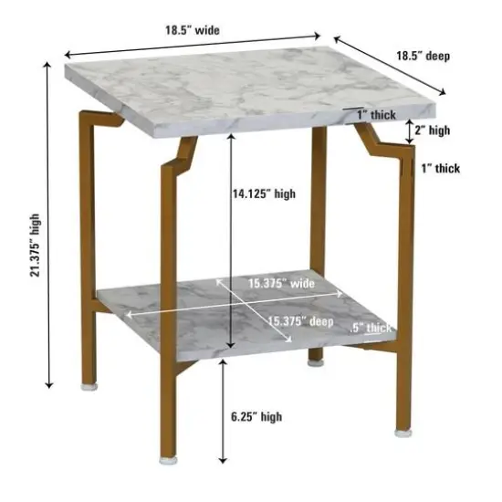 Household Essentials Crown 22" 2-Tier Square Side End Table White {5}