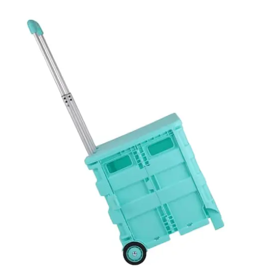 Everything Mary Collapsible Rolling Cart with Lid Aqua {3}