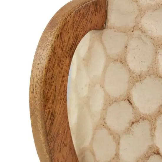 Beige Paper Mache Honeycomb Inspired Jug Vase with Wooden Handle Set {9}