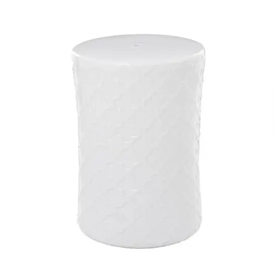 White Ceramic Contemporary Accent Table, 19" x 13" x 13" {1}
