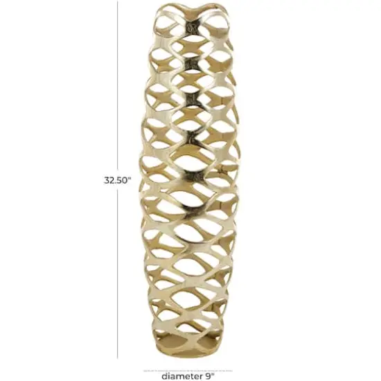 Gold Aluminum Geometric Tall Cutout Vase {8}