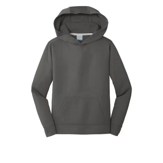Port & Company&reg; Youth Performance Fleece Pullover Hooded Sweatshirt Charcoal {1}