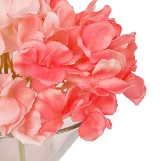 8" Hydrangea in Glass Vase Coral {5}