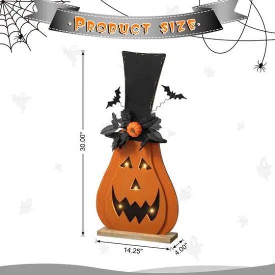 Glitzhome&reg; 30" Halloween Lighted Wood Floral Jack-O'-Lantern Porch D&eacute;cor with Timer {9}