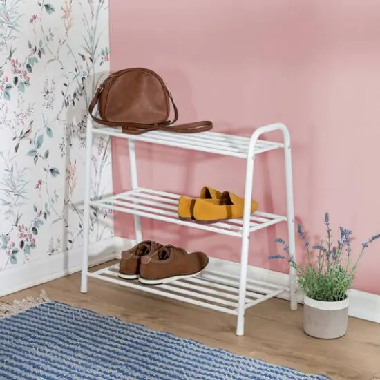 Honey Can Do Matte White 3-Shelf Steel Shoe Rack {3}