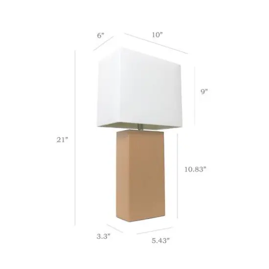 Elegant Designs&trade; 2 Pack Leather Table Lamps with White Shades Beige and White {4}