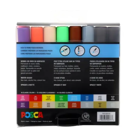 Uni Posca PC-5M 16 Color Medium Tip Paint Marker Set {6}