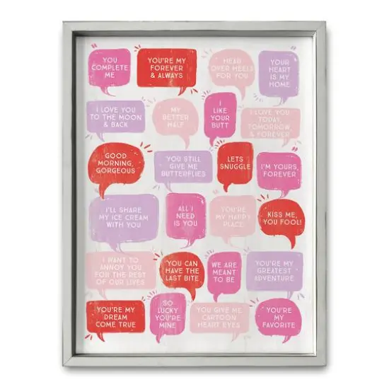 Valentines Love Phrases Framed Print White {1}