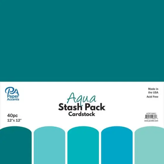 PA Paper&trade; Accents Aqua Stash Pack 12" x 12" Cardstock, 40 Sheets {1}