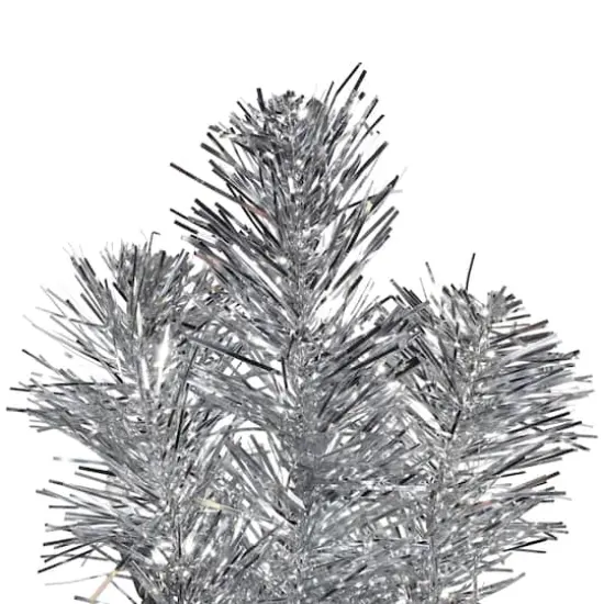 7ft. Unlit Silver Tinsel Artificial Christmas Tree {4}