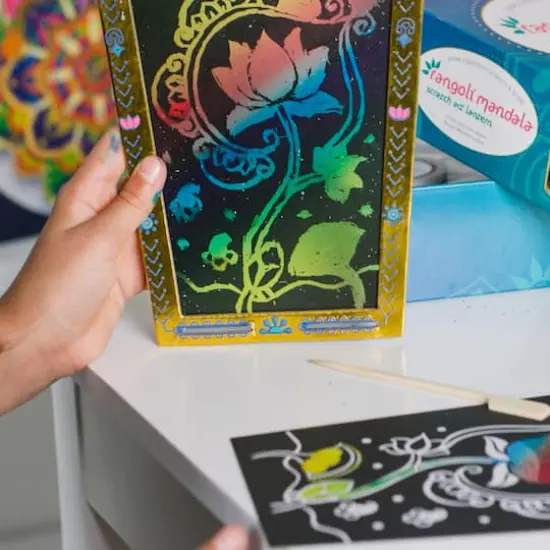 Kulture Khazana Rangoli Mandala Scratch Art Lantern DIY Craft Kit {4}