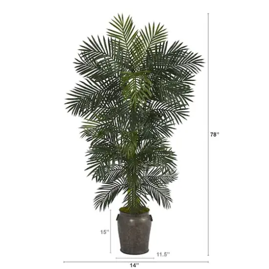 6.5ft. Golden Cane Palm Tree in Metal Planter {3}