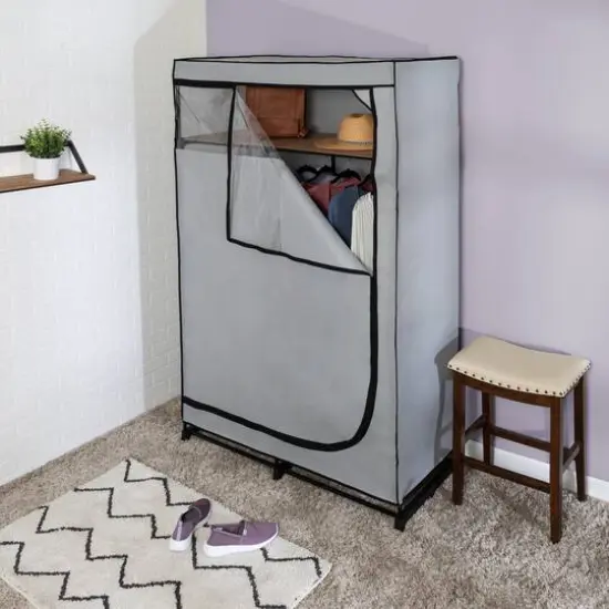 Honey Can Do 46'' Gray Portable Wardrobe Closet {3}