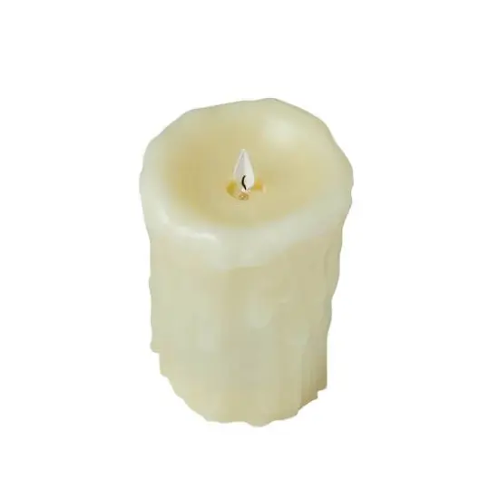 Hello Honey&reg; 5" Ivory Pillar LED Candle with Embossed Faux Melted Wax {9}