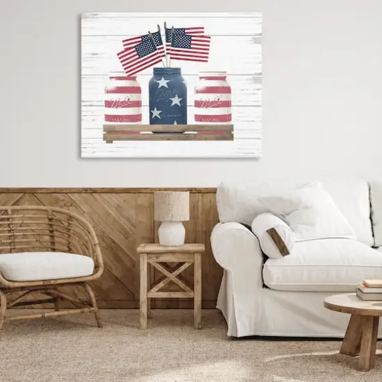 Stupell Industries Rustic Patriotic Jars American Pride Flag Design Canvas Wall Art {3}