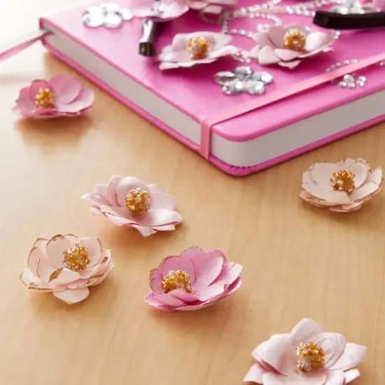 Gold Tipped Pink Flower Embellishments by Recollections™ Signature™ {3}