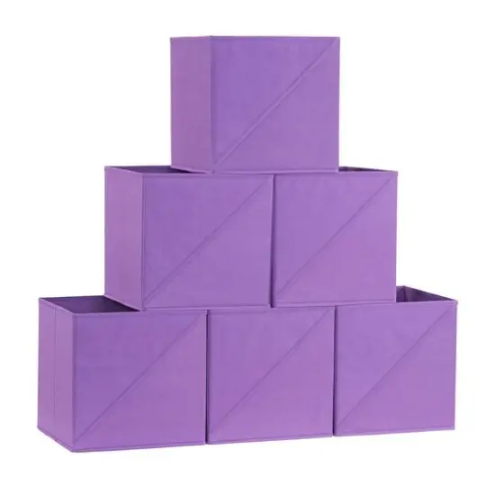 Household Essentials 11" Purple Storage Cubes with Diagonal Lip Handles, 6ct. {1}