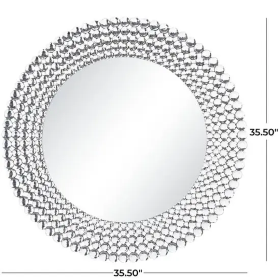 Silver Glass Starburst Wall Mirror with Crystal Embellishment 36" x 1" x 36" {6}