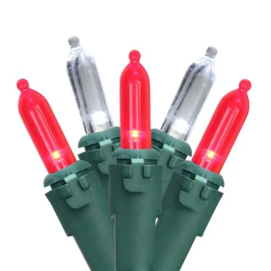 100ct. LED Mini Christmas Lights With Green Wire Red/White {1}