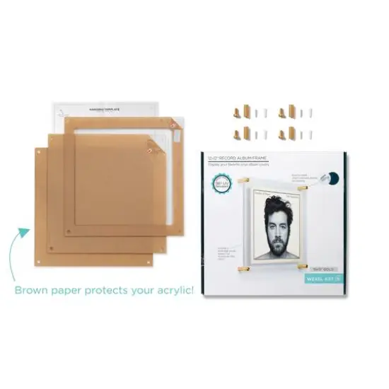 Wexel Art 12'' x 12'' Acrylic Floating Frame for Album Covers with Gold Hardware {8}