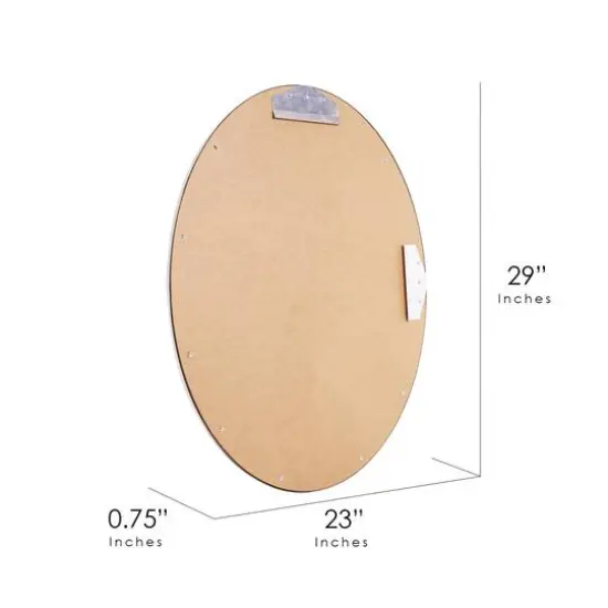 Classic Brushed Nickel Oval Metal Framed Beveled Vanity Wall Mirror - 23" x 29" {8}