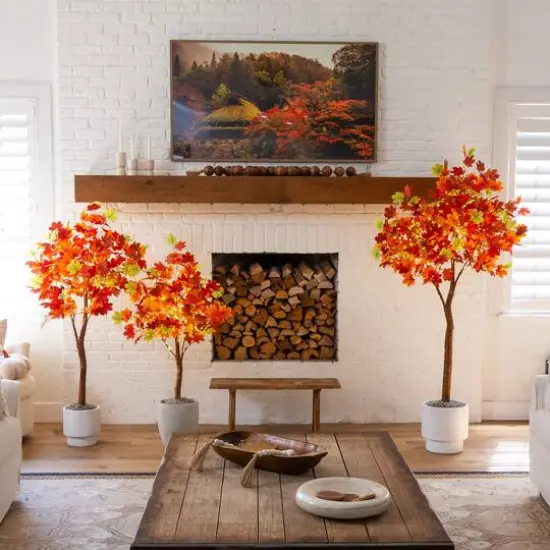 6ft. Pre-Lit Shades of Autumn Maple Artificial Fall Tree with 360 Warm White LED Lights {12}