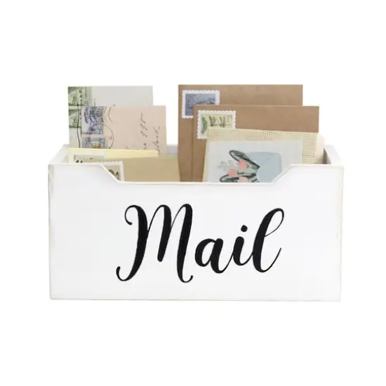 Elegant Designs Decorative Script Word Mail Organizer Box White Wash {7}