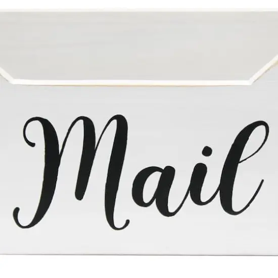 Elegant Designs Decorative Script Word Mail Organizer Box White Wash {8}