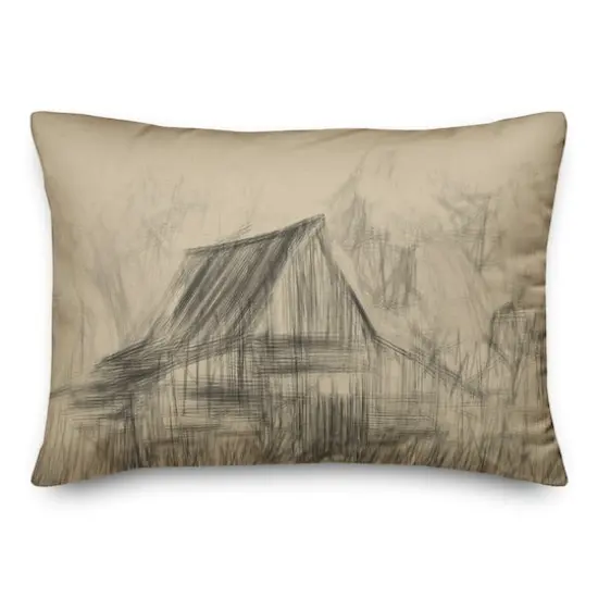 Sketch Barn Fall Throw Pillow {1}