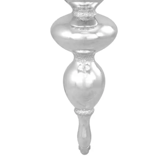 22" Silver Glittered Shatterproof Commercial Finial Christmas Ornament {5}