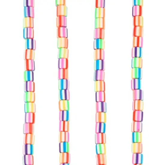 Multicolor Striped Clay Tube Beads, 5.8mm by Bead Landing&trade; {1}