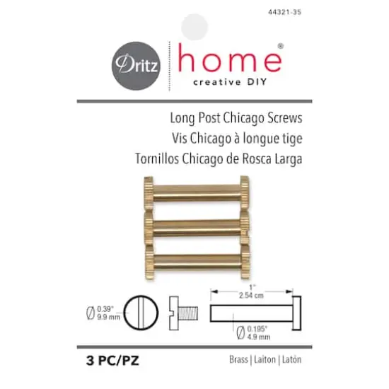 Dritz&reg; Home Brass Long Post Chicago Screws for Binding, 3ct. {1}