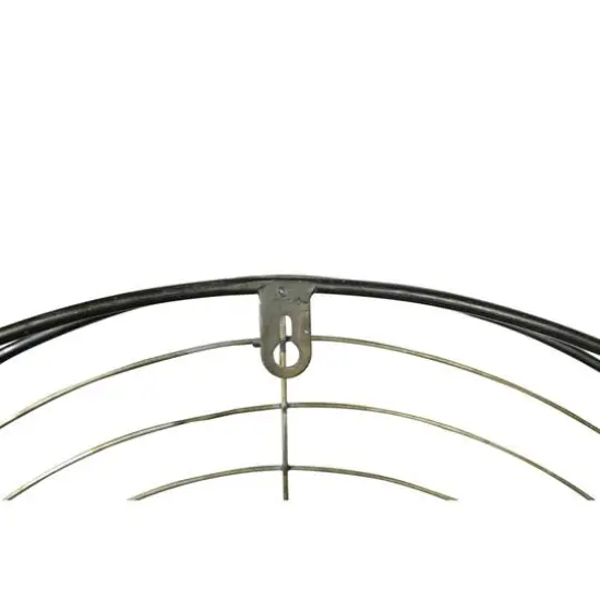 Hello Honey&reg; Round Wall Mirror with Wood Frame and Metal Wire Surround {5}