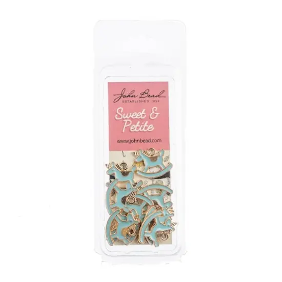 John Bead Sweet & Petite Rocking Horse Charms, 10ct. Light Blue {3}