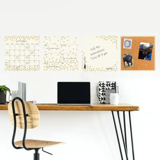 WallPops Gold Confetti Dry Erase Calendar & Corkboard Set {4}