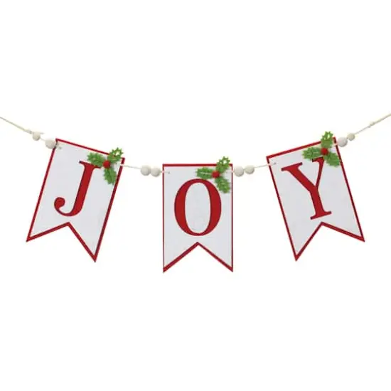 21" Red & White Joy Christmas Decorative Garland {1}