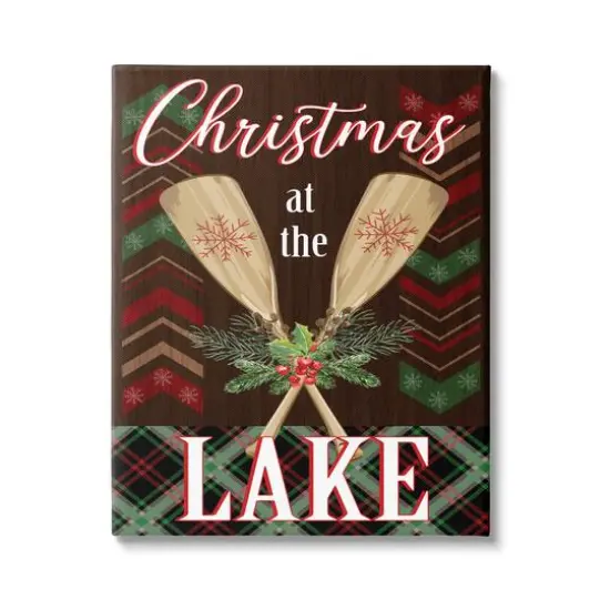 Stupell Industries Christmas At Lake Seasonal Oars Framed Giclee Art {1}