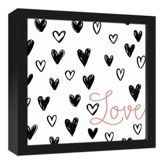 Simple Heart Pattern Love Black Framed Canvas Wall Art {3}