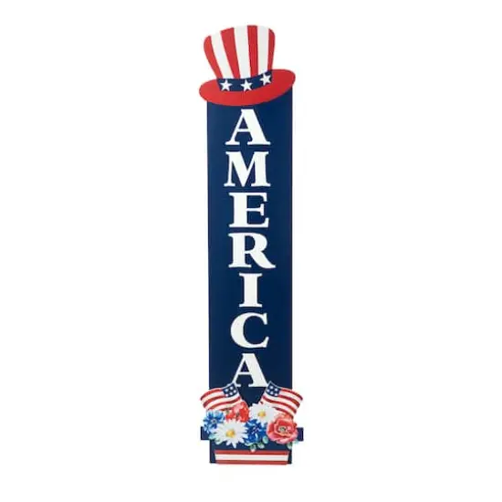 Glitzhome&reg; 42" Patriotic America Wood Porch D&eacute;cor {1}