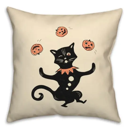 Juggling Cat Spun Poly Throw Pillow {1}