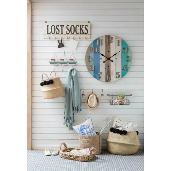 Hello Honey&reg; Blue Cotton Throw with Pom Poms {9}