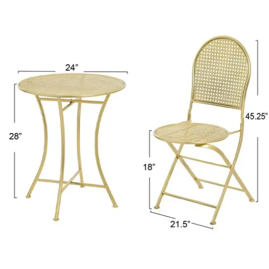 Hello Honey&reg; Metal Cane Outdoor Bistro Patio Set Gold {8}
