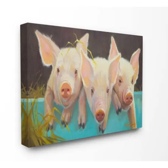 Stupell Industries Pink Piglets In A Blue Pail Canvas Wall Art {1}